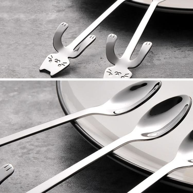 Creative 304 Stainless Steel Cartoon Cat Handle Coffee Stirring Spoons, 11.8*1.8cm - Reluova