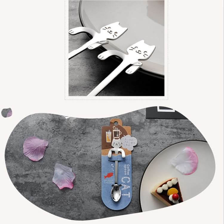 Creative 304 Stainless Steel Cartoon Cat Handle Coffee Stirring Spoons, 11.8*1.8cm - Reluova