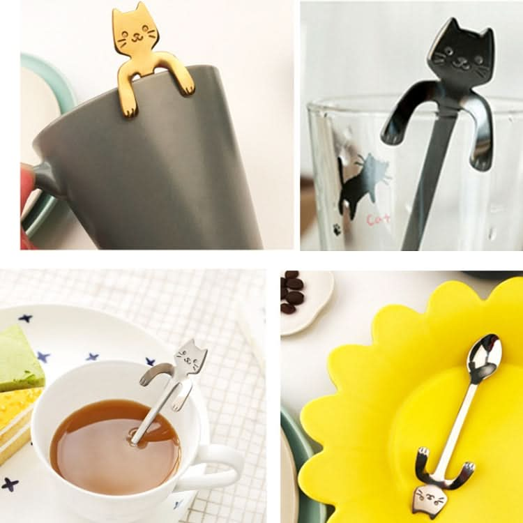 Creative 304 Stainless Steel Cartoon Cat Handle Coffee Stirring Spoons, 11.8*1.8cm - Reluova