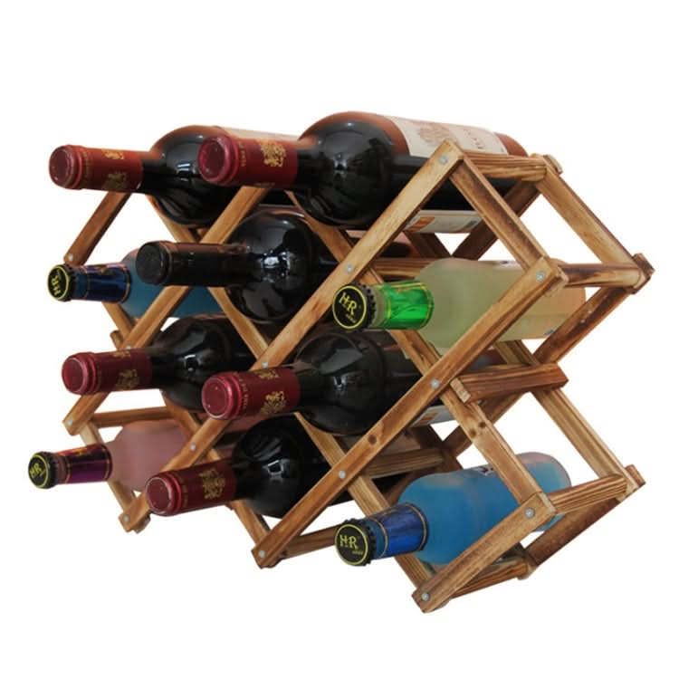 10 Bottles Racks Foldable Wine Stand Wooden Wine Holder Kitchen Bar Display Shelf - Reluova