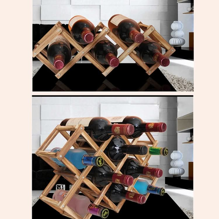 10 Bottles Racks Foldable Wine Stand Wooden Wine Holder Kitchen Bar Display Shelf - Reluova