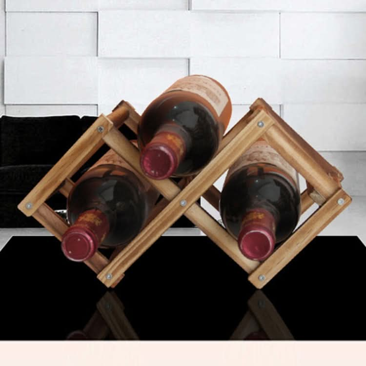 3 Bottles Racks Foldable Wine Stand Wooden Wine Holder Kitchen Bar Display Shelf-Reluova