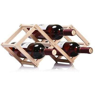 3 Bottles Racks Foldable Wine Stand Wooden Wine Holder Kitchen Bar Display Shelf-Reluova