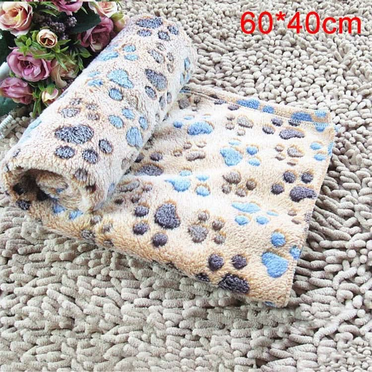 Dog Kennel Mat Footprints Pattern Thick Warm Coral Fleece Pet Dog Blankets, Size: S, 40*60cm - Reluova