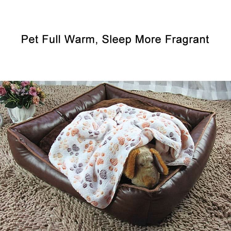 Dog Kennel Mat Footprints Pattern Thick Warm Coral Fleece Pet Dog Blankets, Size: S, 40*60cm - Reluova