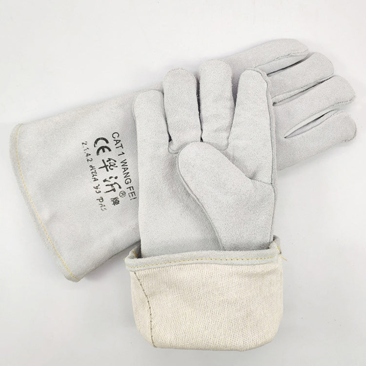 246# Wear-Resistant Full Two-layer Leather Insulation Gloves High Temperature Welding Welder Gloves Leather Work Protection, Size: 34*16cm