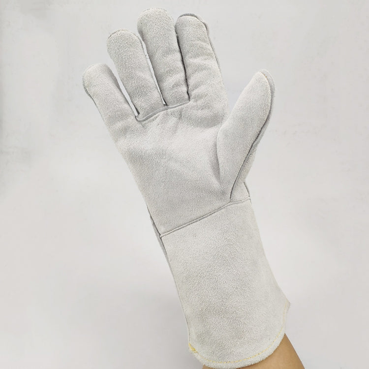 246# Wear-Resistant Full Two-layer Leather Insulation Gloves High Temperature Welding Welder Gloves Leather Work Protection, Size: 34*16cm