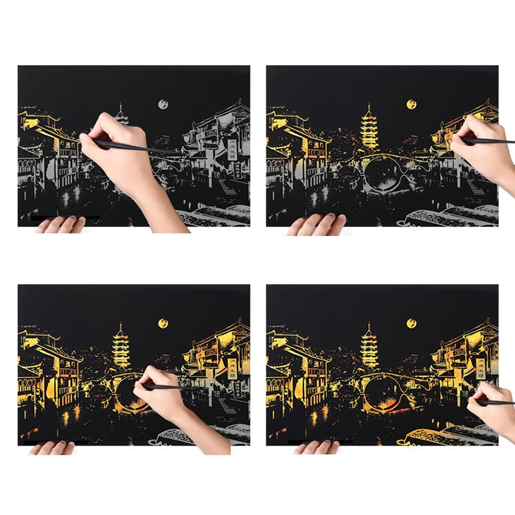 Bright City DIY Drawing Picture Wall Painting Scratch Card Golden Night View Paint Arts Paper Hand Painted Home Decoration Creative Handmade Gifts, Size:41*28.7cm