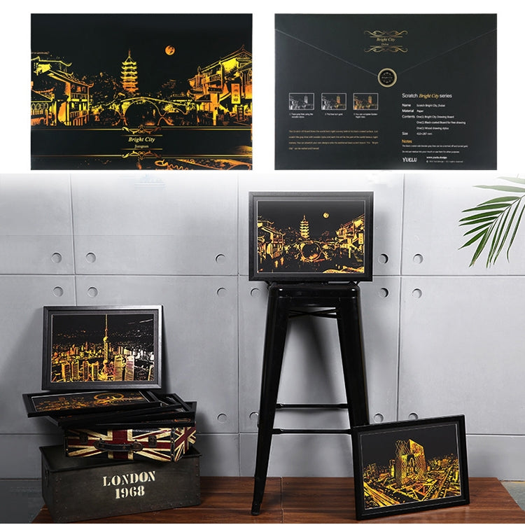 Bright City DIY Drawing Picture Wall Painting Scratch Card Golden Night View Paint Arts Paper Hand Painted Home Decoration Creative Handmade Gifts, Size:41*28.7cm