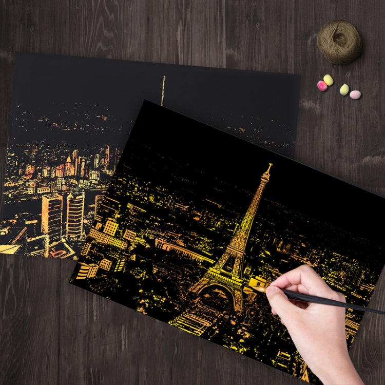 Bright City DIY Drawing Picture Wall Painting Scratch Card Golden Night View Paint Arts Paper Hand Painted Home Decoration Creative Handmade Gifts, Size:41*28.7cm My Store