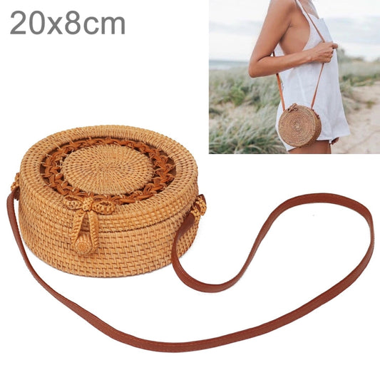 Autumn Rattan Handmade Rattan Bag  Vintage Art Beach Ladies Diagonal Bag, Size:20x20x8cm Reluova