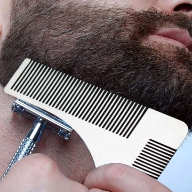 L Shaped Stainless Steel Beard Shaper  Facial Hair Shaping Tool, Random Color Delivery Reluova