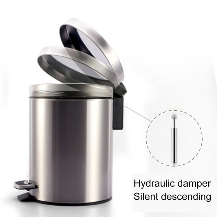 Fashion Round Stainless Steel Household Hotel Office Covered Pedal Trash Bin, Size: 7L Reluova