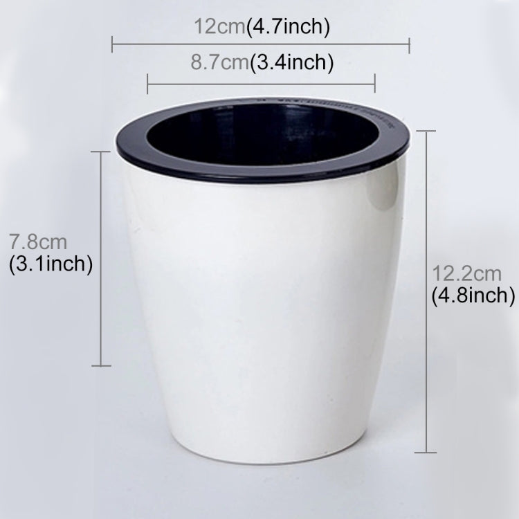 Lazy Flower Pots Automatic Water-absorbing Hydroponic Potted Plants Circular Resin Plastic Flower Pots Double-layer Design Self Watering Planter, Diameter: 12cm, Height: 12.2cm My Store