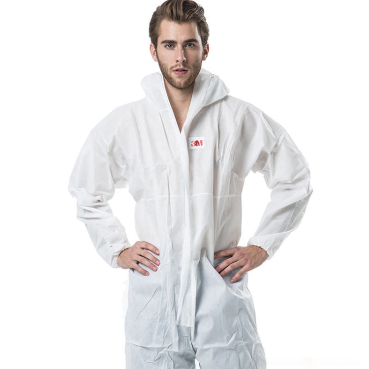 3M 4515 One-piece White Anti-static Anti-chemical Dustproof Sandblasting Suit with Cap, Size: L My Store