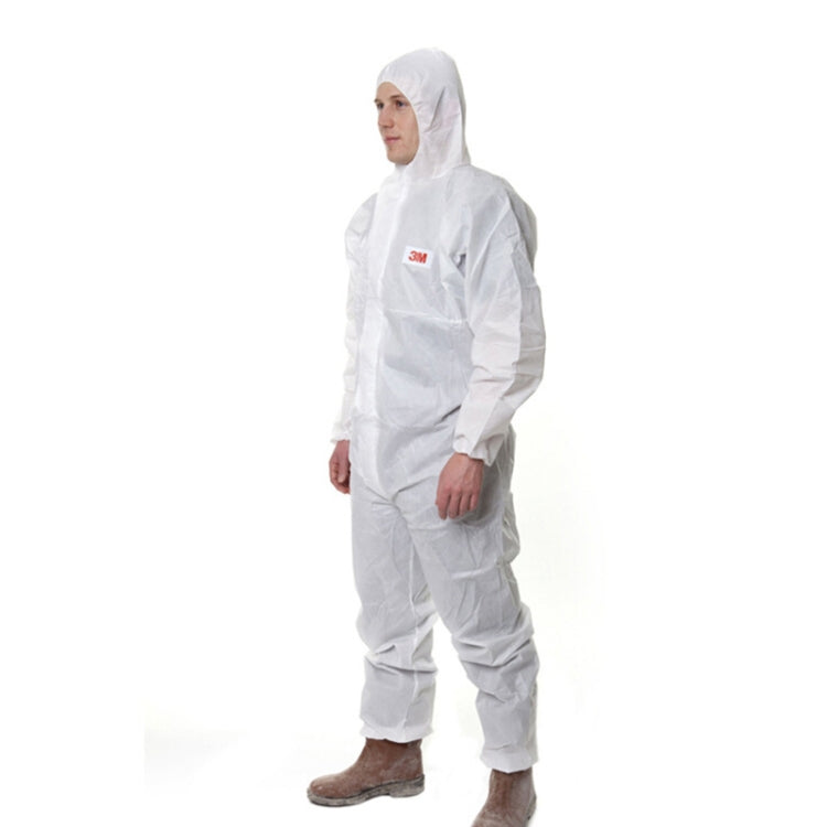 3M 4515 One-piece White Anti-static Anti-chemical Dustproof Sandblasting Suit with Cap, Size: L My Store