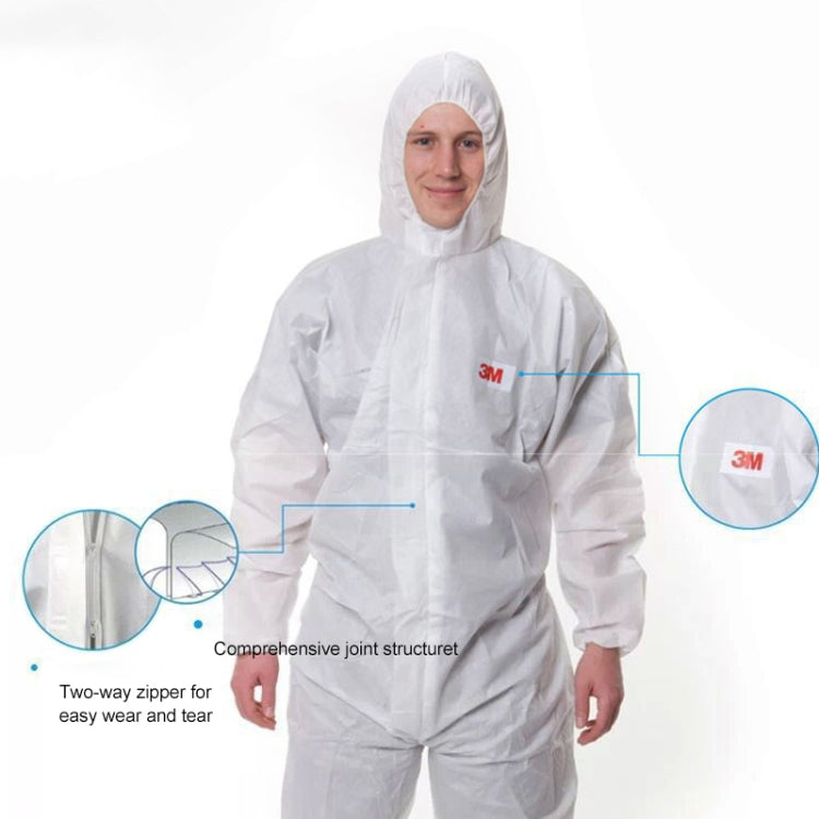 3M 4515 One-piece White Anti-static Anti-chemical Dustproof Sandblasting Suit with Cap, Size: L My Store