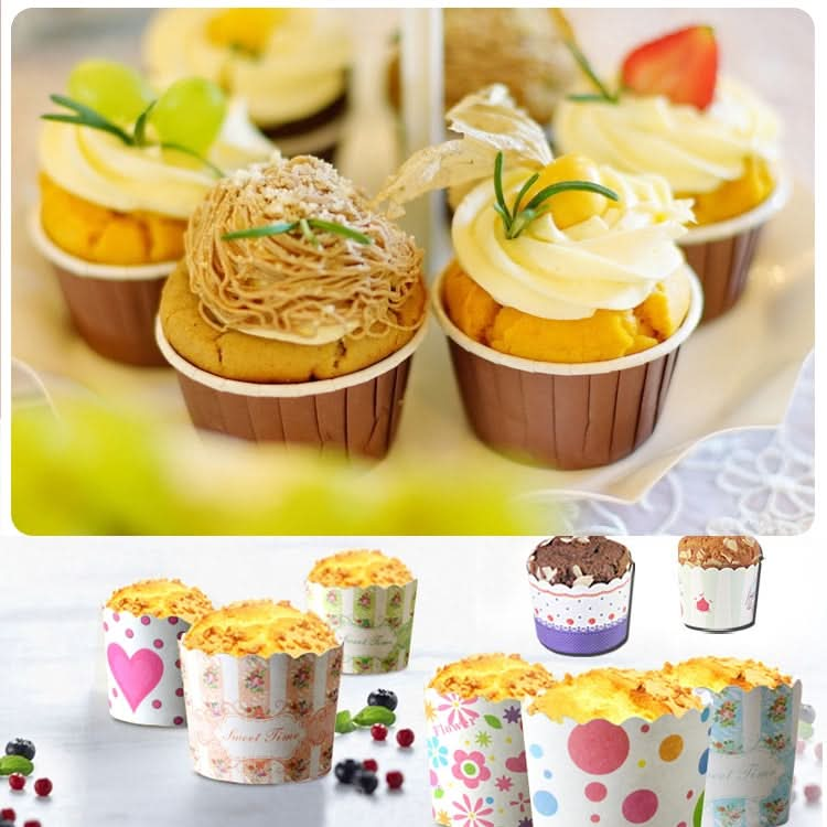 50pcs / Pack Round Lamination Cake Cup Muffin Cases Chocolate Cupcake Liner Baking Cup, Size: 5 x 3.8  x 3cm-Reluova