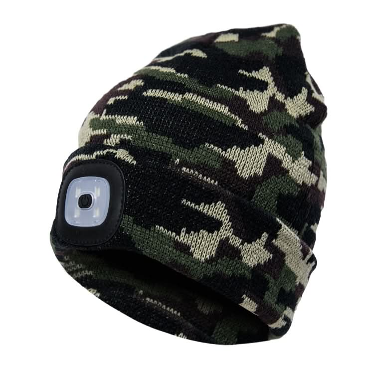 Unisex Warm Winter Polyacrylonitrile Knit Hat Adult Head Cap with 4 LED Lights Reluova