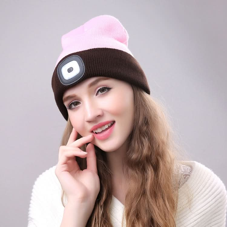 Unisex Warm Winter Polyacrylonitrile Knit Hat Adult Head Cap with 4 LED Lights Reluova