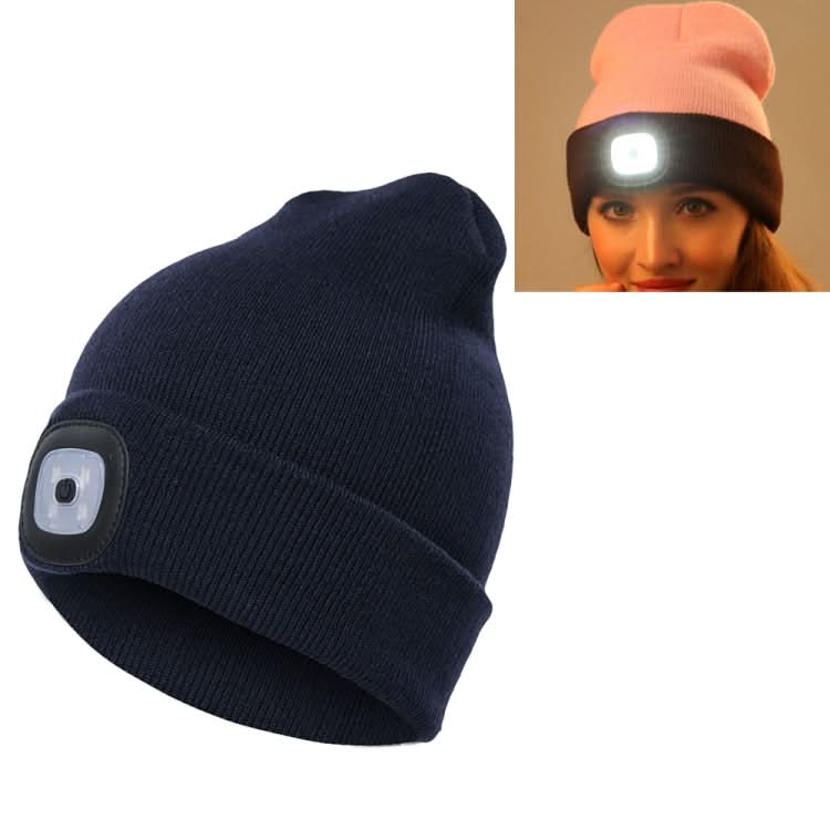 Unisex Warm Winter Polyacrylonitrile Knit Hat Adult Head Cap with 4 LED Lights Reluova