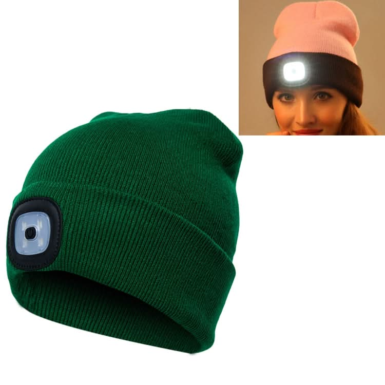 Unisex Warm Winter Polyacrylonitrile Knit Hat Adult Head Cap with 4 LED Lights Reluova