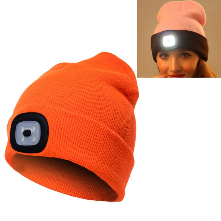 Unisex Warm Winter Polyacrylonitrile Knit Hat Adult Head Cap with 4 LED Lights Reluova