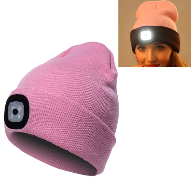 Unisex Warm Winter Polyacrylonitrile Knit Hat Adult Head Cap with 4 LED Lights Reluova