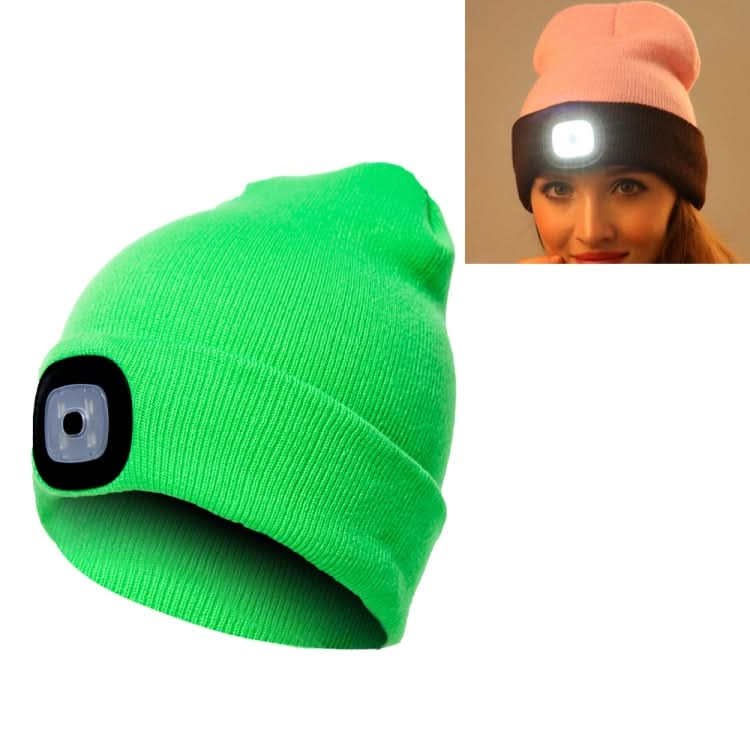 Unisex Warm Winter Polyacrylonitrile Knit Hat Adult Head Cap with 4 LED Lights Reluova