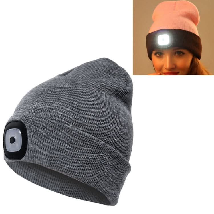 Unisex Warm Winter Polyacrylonitrile Knit Hat Adult Head Cap with 4 LED Lights Reluova