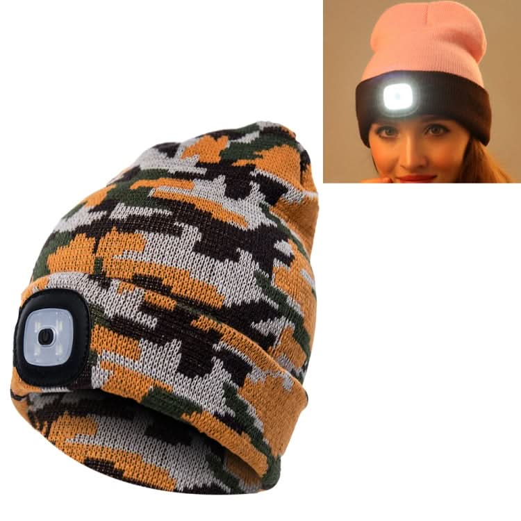 Unisex Warm Winter Polyacrylonitrile Knit Hat Adult Head Cap with 4 LED Lights Reluova