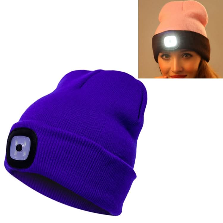 Unisex Warm Winter Polyacrylonitrile Knit Hat Adult Head Cap with 4 LED Lights Reluova