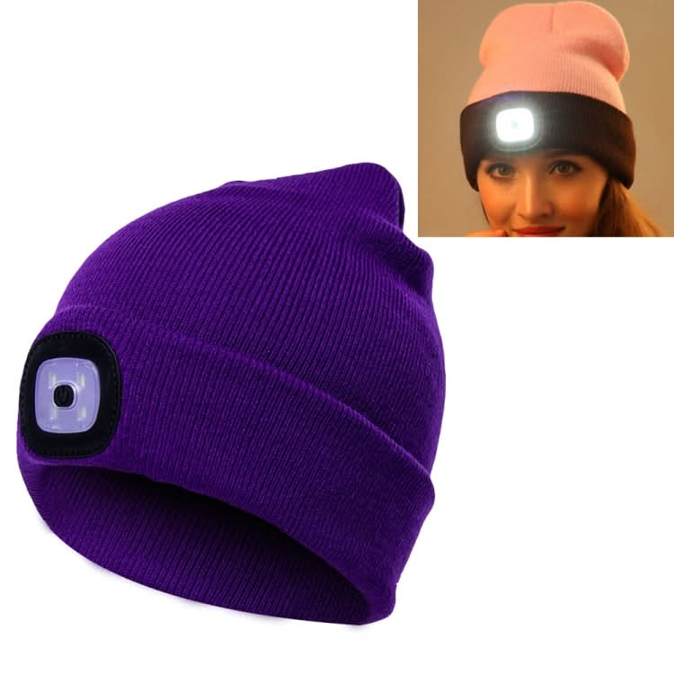 Unisex Warm Winter Polyacrylonitrile Knit Hat Adult Head Cap with 4 LED Lights Reluova