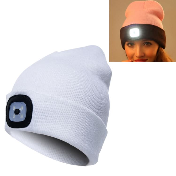 Unisex Warm Winter Polyacrylonitrile Knit Hat Adult Head Cap with 4 LED Lights Reluova