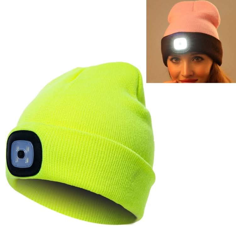 Unisex Warm Winter Polyacrylonitrile Knit Hat Adult Head Cap with 4 LED Lights Reluova