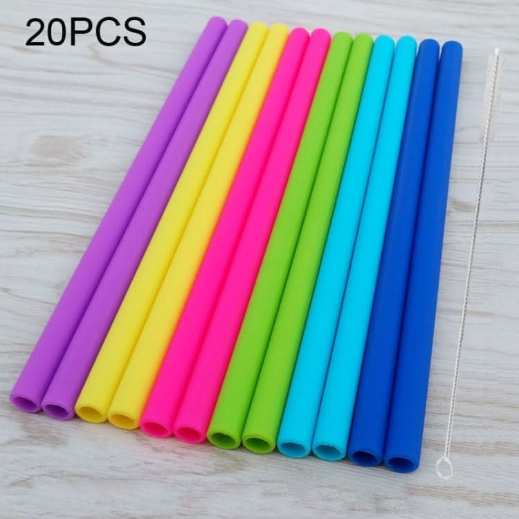 5pcs Food Grade Silicone Straws Cartoon Colorful Drink Tools with 1 Brush, Straight Pipe, Length: 14cm, Outer Diameter: 10mm, Inner Diameter: 8.5mm, Random Color Delivery-Reluova