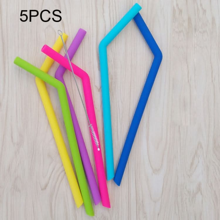 5 PCS Food Grade Silicone Straws Cartoon Colorful Drink Tools with 1 Brush, Slim Bend Pipe, Length: 25cm, Outer Diameter: 7.8mm, Inner Diameter: 5mm, Random Color Delivery-Reluova