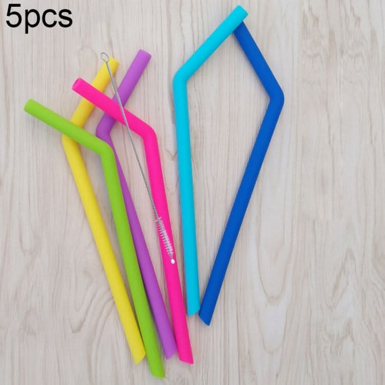 5pcs Food Grade Silicone Straws Cartoon Colorful Drink Tools with 1 Brush, Crude Bend Pipe, Length: 25cm, Outer Diameter: 7.8mm, Inner Diameter: 5mm, Random Color Delivery-Reluova