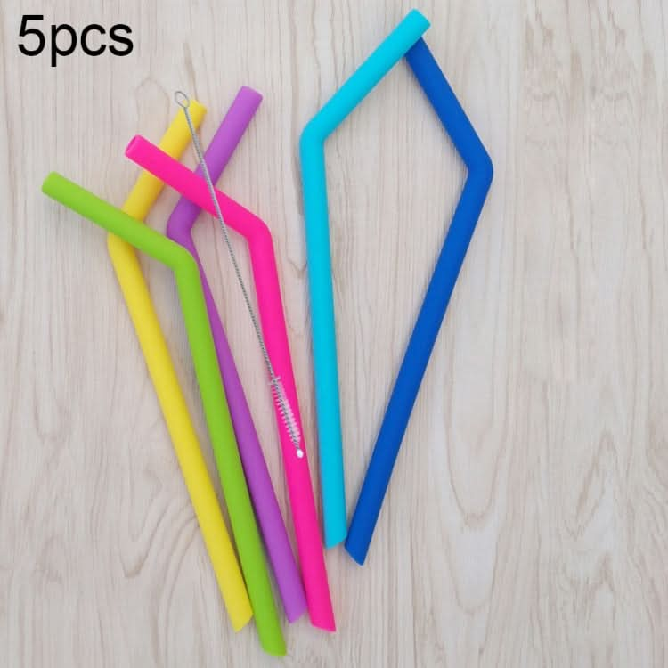 5pcs Food Grade Silicone Straws Cartoon Colorful Drink Tools with 1 Brush, Slim Bend Pipe, Length: 25cm, Outer Diameter: 7.8mm, Inner Diameter: 5mm, Random Color Delivery-Reluova