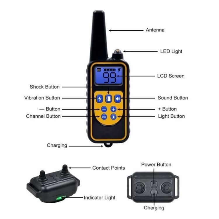 880-2 800 Yards Rechargeable Remote Control Collar Dog Training Device Anti Barking Device.