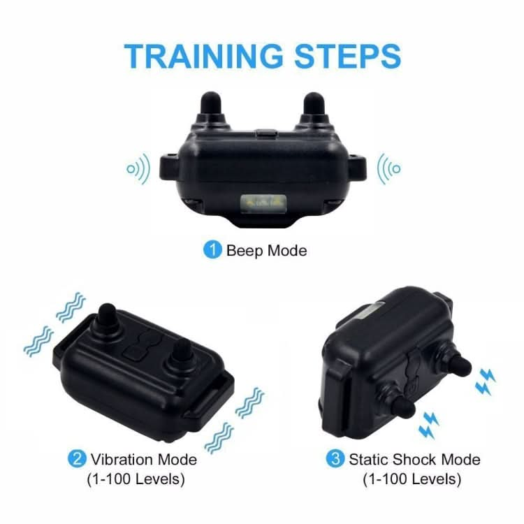 880-2 800 Yards Rechargeable Remote Control Collar Dog Training Device Anti Barking Device(Black Black)-Reluova