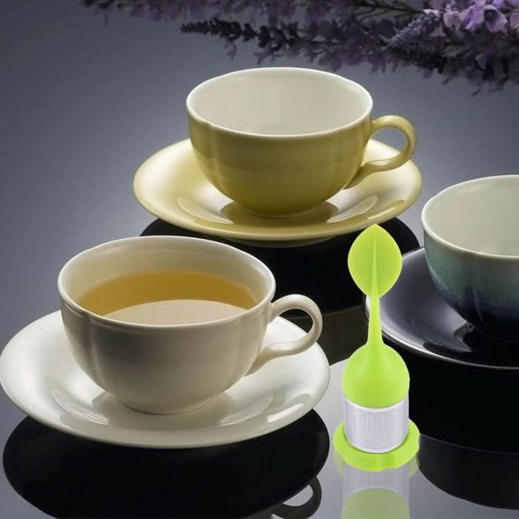 Food Grade Leaf Silicone Make Tea Bag Stainless Steel Tea Strainers, Random Color Delivery Reluova