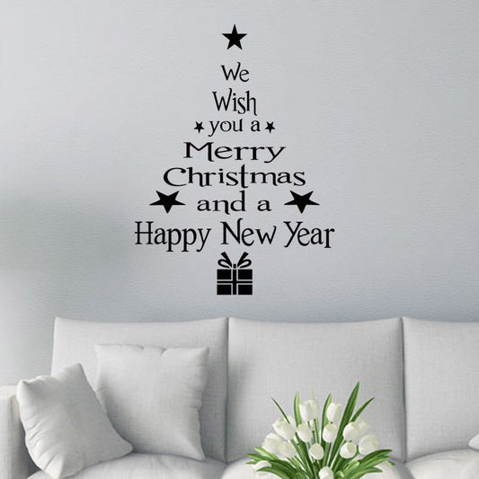 Blessing Christmas Tree Living Room Window Glass Door Removable Christmas Wall Sticker Decoration My Store