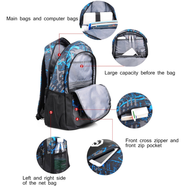 Multi-Function Large Capacity Oxford Cloth Backpack Casual Laptop Computer Bag with External USB Charging Interface & Shoulder Bag & Pen Bag for Men / Women / Student, Size: 45*30*15cm