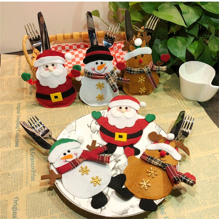 Snowman Pattern Tableware Knife Fork Pocket Cover Bag Christmas Decoration My Store