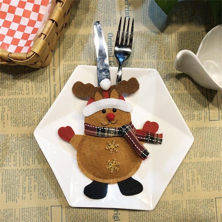 Snowman Pattern Tableware Knife Fork Pocket Cover Bag Christmas Decoration