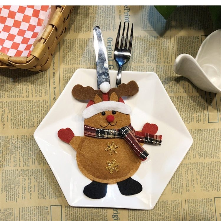 Snowman Pattern Tableware Knife Fork Pocket Cover Bag Christmas Decoration