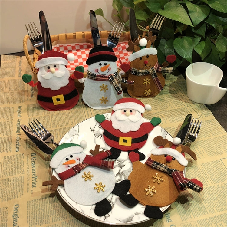 Snowman Pattern Tableware Knife Fork Pocket Cover Bag Christmas Decoration My Store