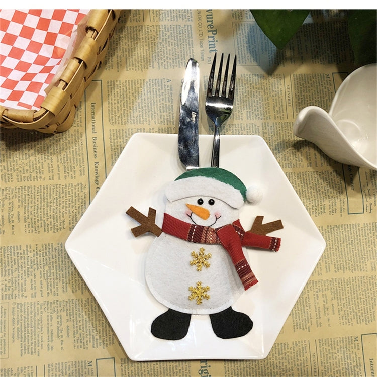 Snowman Pattern Tableware Knife Fork Pocket Cover Bag Christmas Decoration My Store