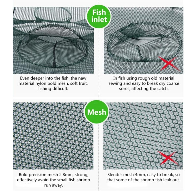 4 Holes Automatic Foldable Fishing Net Nylon Shrimp Crab Minnow Trap Fish Cast Net Fishing Tackle